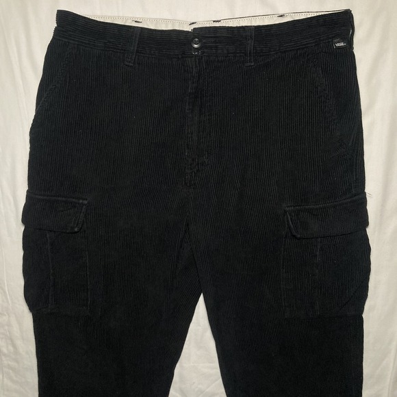 Vans Pants Mens Medium 33x30 Black Corduroy Loose Tapered Fit Skater Streetwear - Picture 3 of 9